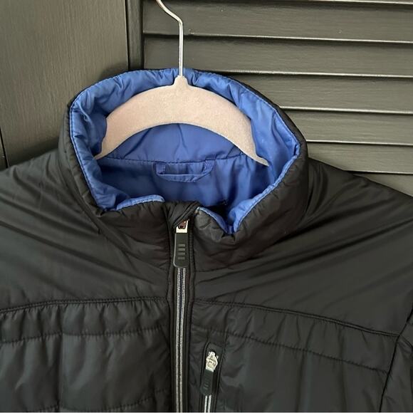 Lands’ End Men’s Black and Blue Zip-Up Puffer Jacket, Size Small 34-36 - Picture 4 of 13